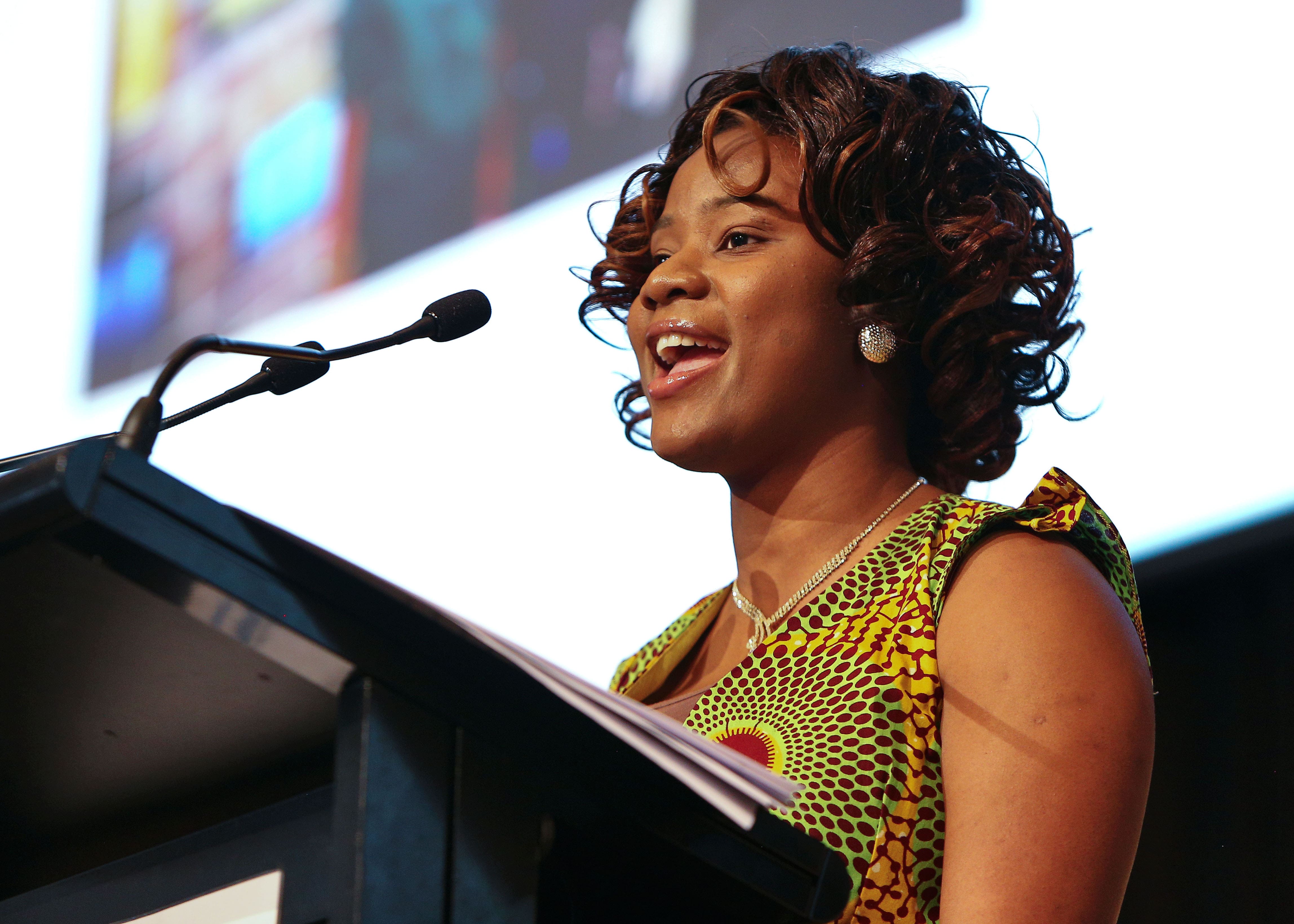 Yarrie Bangura speaking at Mothers Day Lunch