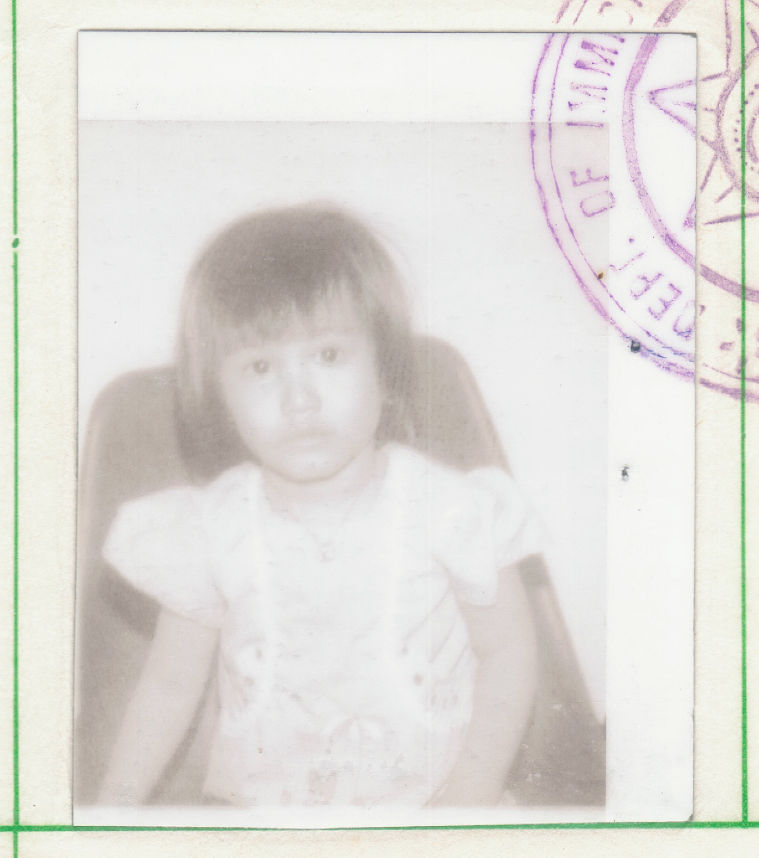 Australia. Oanh Tran's Visa application photo aged three