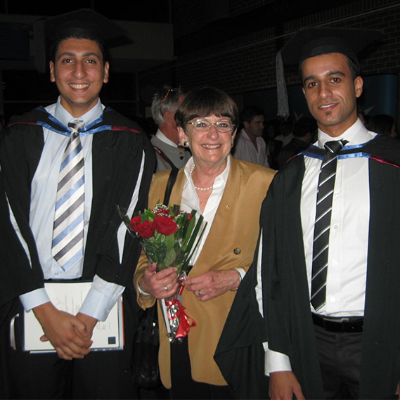 Dorothy With Two Refugee Students