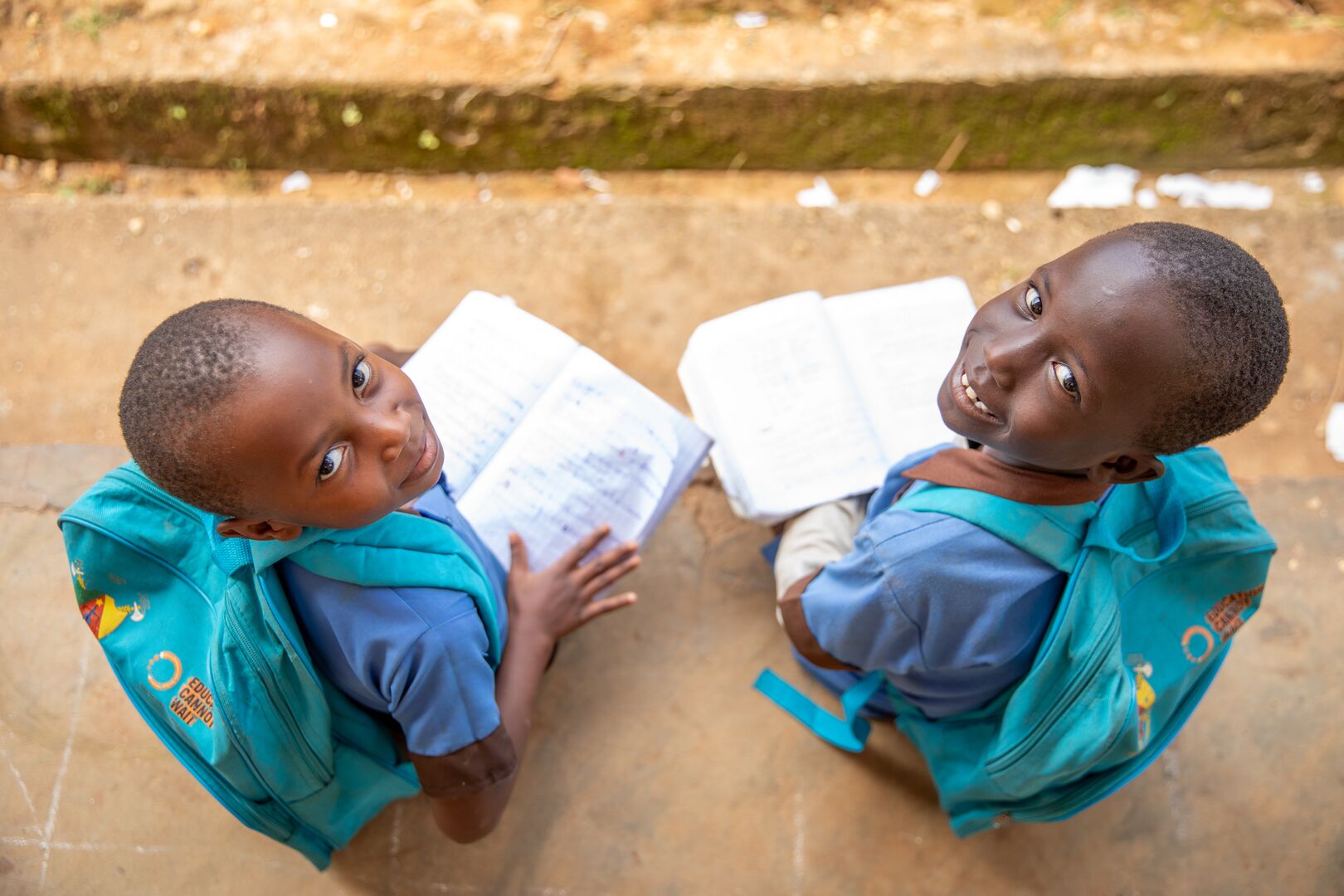 Refugee children Melissa and Fele attend school in Cameroon with support from UNHCR.