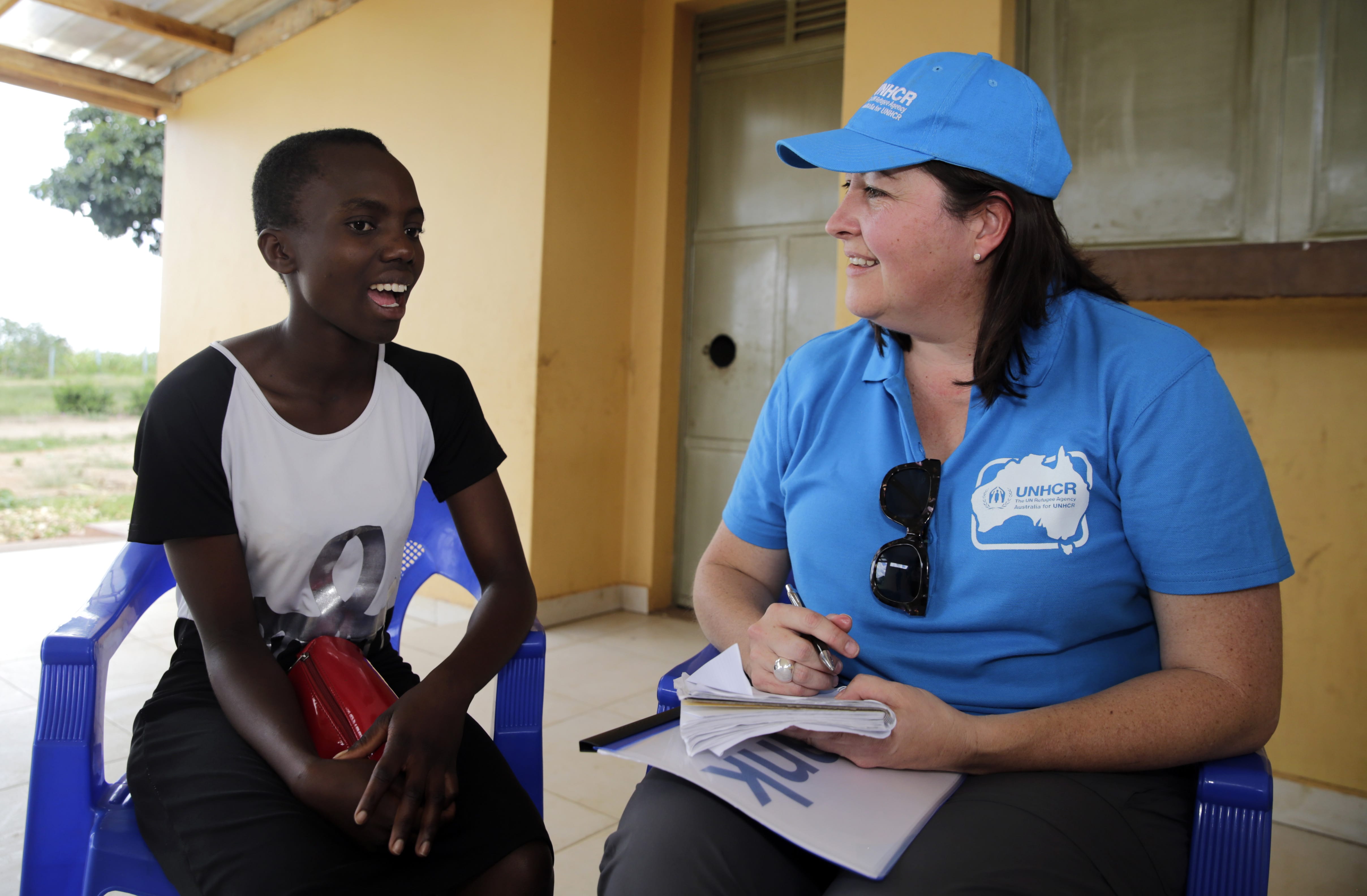 Trudi Mitchell speaks to Grace, a young Congolese refugee living at the Kyaka II Refugee Settlement in Kyegegwa District in western Uganda about her future aspirations to learn hairdressing and open her own business. 