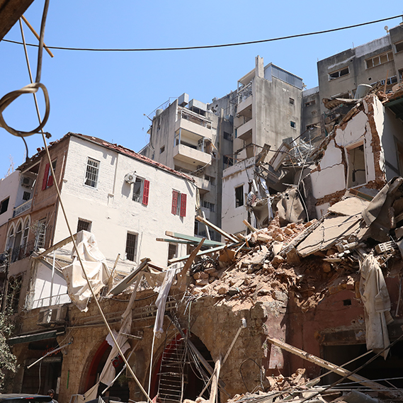 damaged buildings from the Beirut explosion